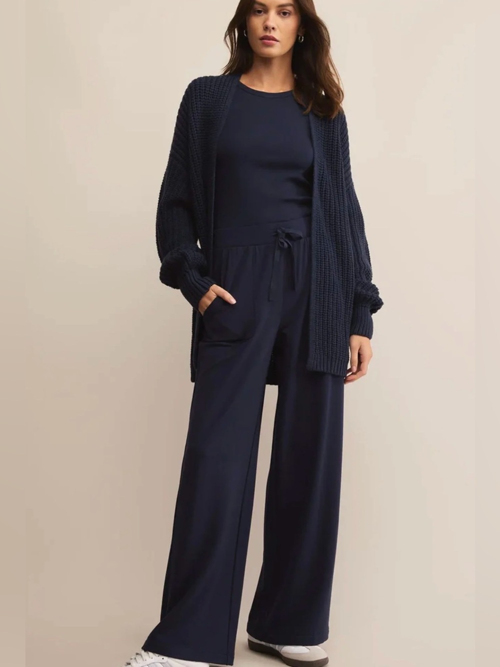 Z Supply Matching Set - Sutton Rib Cardigan XS and Hype Sweatpants S, Eclipse